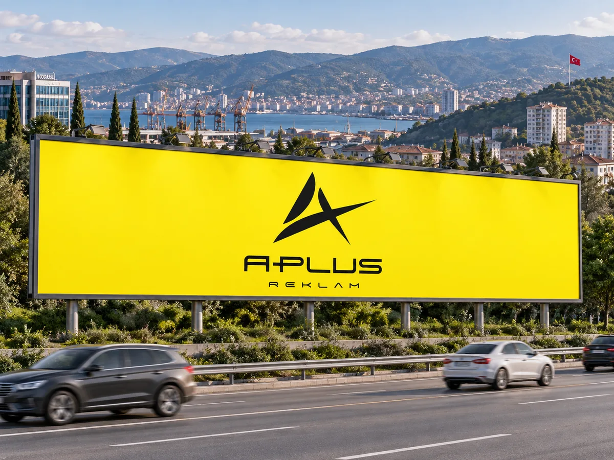 Kocaeli giantboard üzerinde orijinal A-PLUS Reklam logosuyla tasarım örneği