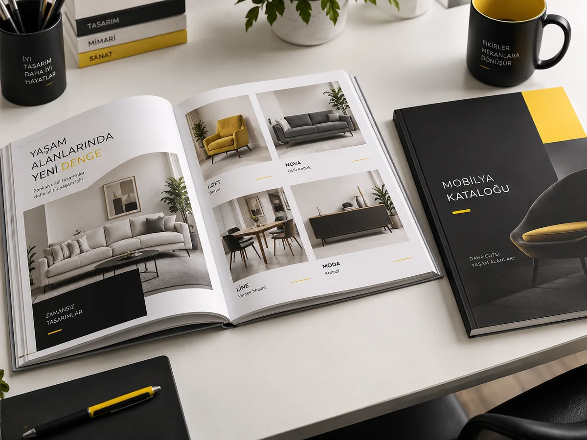 Ciltli ürün kataloğu ve çok sayfalı kitapçık örneği