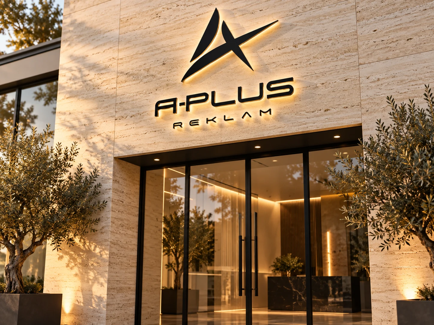 A-PLUS tabela tasarımının taş cephede örnek uygulaması