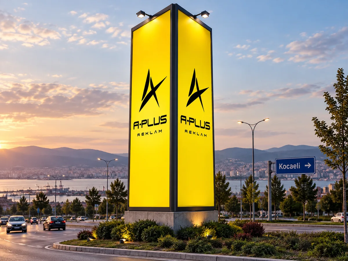 Kocaeli kuleboard üzerinde orijinal A-PLUS Reklam logosuyla tasarım örneği