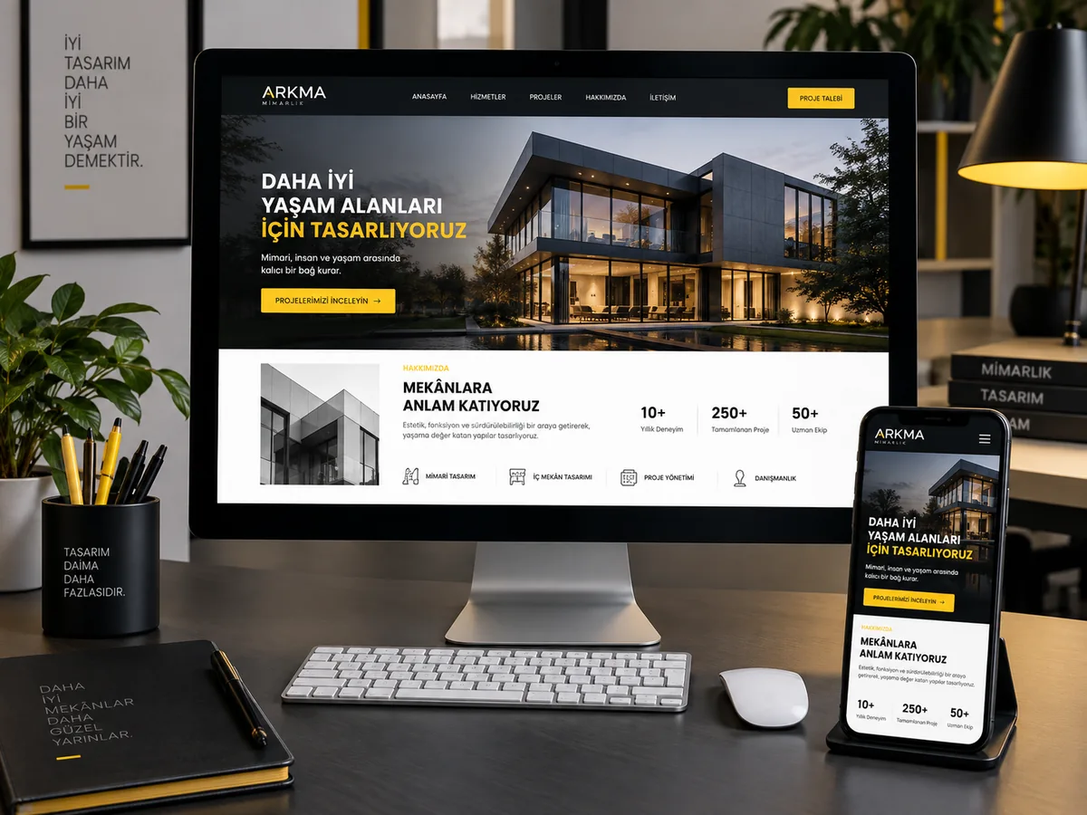 Masaüstü ve mobil ekranda kurumsal web sitesi tasarımı