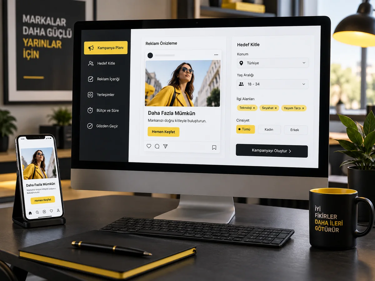 Sosyal medya reklam önizlemesi ve hedef kitle planlama ekranı