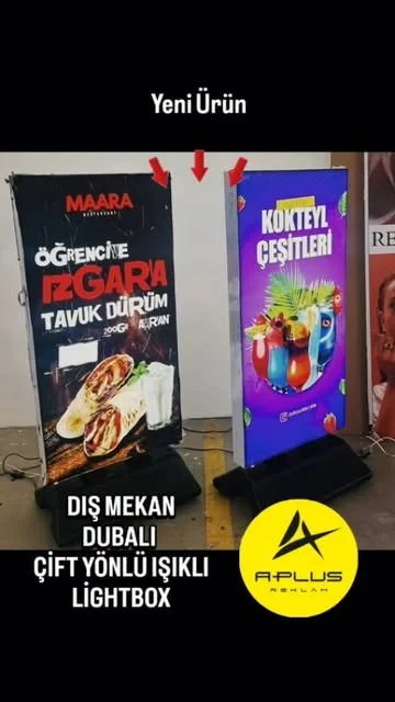 A-PLUS Reklam — Çift yönlü ışıklı lightbox, Instagram gönderi kapağı